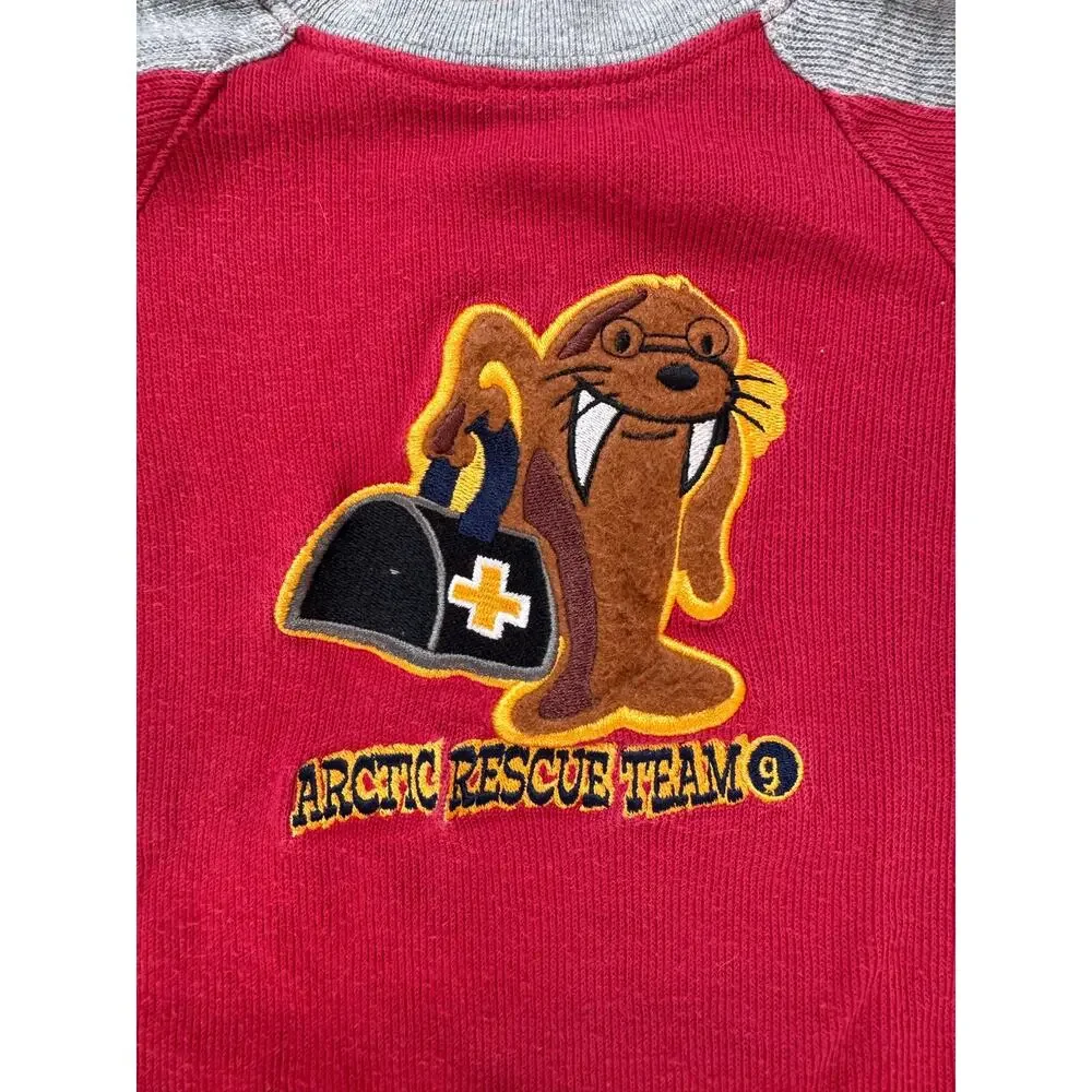 Vintage GYMBOREE Walrus Arctic Rescue Team Long Sleeve Top 12-18 Months Red Gray